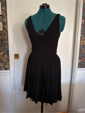 NOAM Hanoch - Black V-Neck Pleated Women’s Dress - Size 2